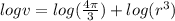 logv = log(\frac{4\pi }{3} )+log(r^{3})