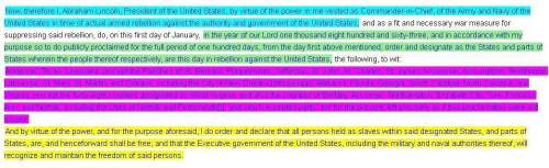 Select the correct text in the passage. which lines from the emancipation proclamation reflect