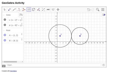 what is the ratio between the radii of circles a and b and what does that ratio represent in t