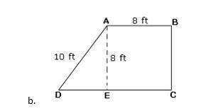 9. find the area of each figure to the nearest tenth. a 140cm 110cm 180cm 50cm b 8ft 8ft 10ft&lt;