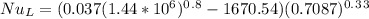 Nu_L = (0.037(1.44*10^6)^0^.^8-1670.54)(0.7087)^0^.^3^3