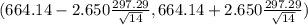(664.14- 2.650\frac{297.29}{\sqrt{14} } , 664.14+ 2.650\frac{297.29}{\sqrt{14} } )