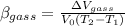 \beta_{gass}=\frac{\Delta V_{gass}}{V_0(T_2-T_1)}