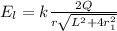 E_l =  k \frac{2Q }{r \sqrt{L^2 + 4r^2_1} }