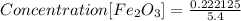 Concentration[Fe_2 O_3] = \frac{0.222125}{5.4}