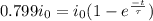 0.799i_0=i_0(1-e^{\frac{-t}{\tau }})