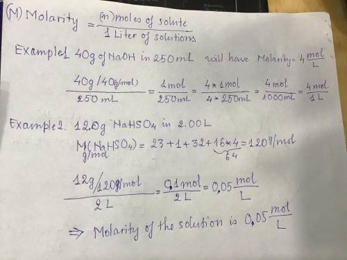 12.0 g NaHSO4 is dissolved in water to. Ask a 2.00 L . What is the molarity of the ?