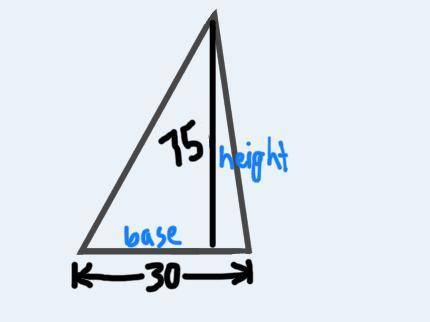 Find the area of a triangle with a base of 30 cm and a height of 75 cm