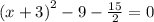 ( {x + 3)}^{2}  - 9 -  \frac{15}{2}  = 0