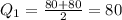 Q_1= \frac{80+80}{2}= 80