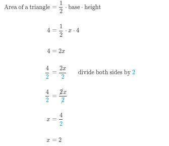 The triangle shown below has an area of 444 units^2  2 squared. Find the missing side. i need this r