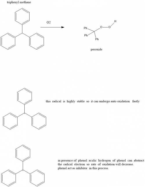 10.31 Triphenylmethane readily undergoes autooxidation to produce a hydroperoxide: c10s172 (a) Draw