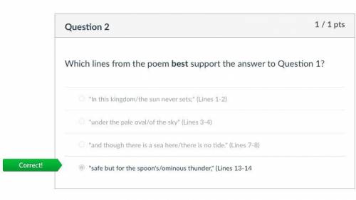 Which lines from the poem best support the answers to Part A? A “In this kingdom/ the sun never sets