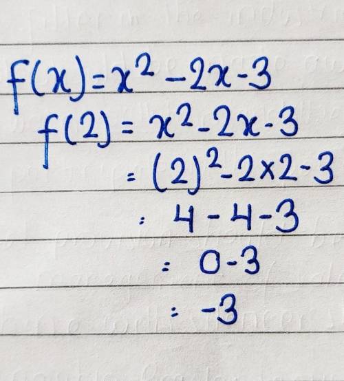 In the function f(x) = x^2 - 2x + 3, what is f(2)?