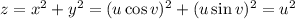 z=x^2+y^2=(u\cos v)^2+(u\sin v)^2=u^2