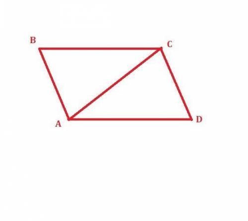 2.In a parallelogram ABCD, AD = 28 feet, AB = 20 feet, and diagonal AC=26 feet. What is the measure