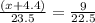 \frac{(x+4.4)}{23.5}=\frac{9}{22.5}