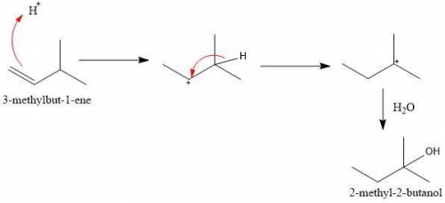 Draw a structural formula of an alkene or alkenes (if more than one) that undergo acid-catalyzed hyd