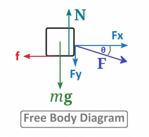 You push downward on a trunk at an angle 25° below the horizontal with a force of If the trunk is on