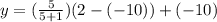 y = (\frac{5}{5+1})(2 - (-10)) + (-10)