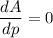 \dfrac{dA}{dp }=0