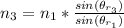 n_3 = n_1 *   \frac{sin(\theta_{r_3})}{sin(\theta_{r_1})}