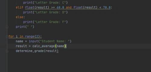 Write a python program that asks the user to enter a student's name and 8 numeric tests scores (out