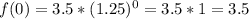 f(0)=3.5*(1.25)^0=3.5*1=3.5