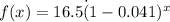 f(x)=16.5\.(1-0.041)^x