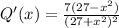 Q'(x) = \frac{7(27-x^2)}{(27 + x^2)^2}