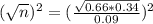 (\sqrt{n})^{2} = (\frac{\sqrt{0.66*0.34}}{0.09})^{2}