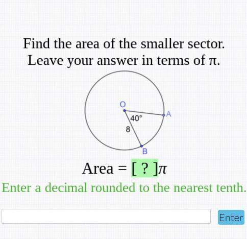 50 points- find the area of the smaller sector. leave your answer in terms of pi.&lt;
