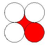 The diameter of all 4 circles is 3 inches. what is the red shaded area in square inches?  expl