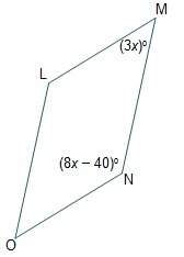 Figure lmno is a parallelogram. what is the value of x?  8 10 13