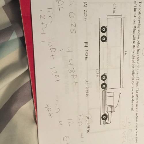 The scale drawing shown above has a scale of 1inch: 12feet. the redraw has a scale of 1inch: 4feet.