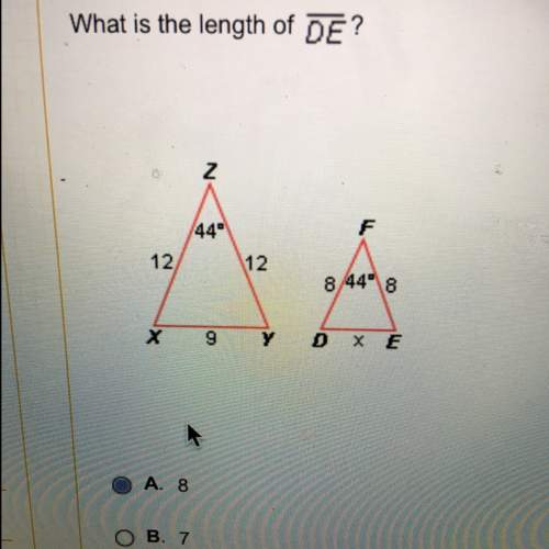 What is the length of de? i need to find x.  a: 8  b: 7 c: 5 d: 6&lt;