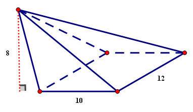 Find the volume of this oblique pyramid.