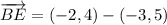 \overrightarrow {BE} = (-2,4) - (-3,5)