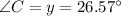 \angle C =y=26.57^{\circ}