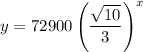 y=72900\left(\dfrac{\sqrt{10}}{3}\right)^x
