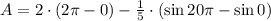 A = 2\cdot (2\pi - 0) - \frac{1}{5}\cdot (\sin 20\pi-\sin 0)