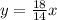 y=\frac{18}{14}x