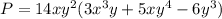 P= 14xy^{2}(3x^{3}y+5xy^{4}-6y^{3})
