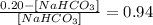 \frac{0.20 - [NaHCO_{3}]}{[NaHCO_{3}]} = 0.94