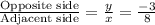 \frac{\text{Opposite side}}{\text{Adjacent side}}=\frac{y}{x}=\frac{-3}{8}