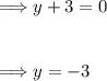 \Longrightarrow y+3= 0 \\\\\\ \Longrightarrow y=-3