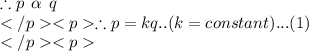 \therefore p\:\:\alpha \:\:q\\\therefore p= kq.. (k = constant)... (1)\\