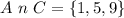 A\ n\ C = \{1, 5, 9\}