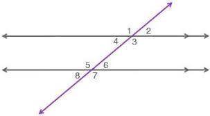 The figure shown has two parallel lines cut by a transversal: A pair of parallel lines is shown, cro