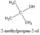 Draw structural formula of a tertiary alcohol with the formula C4H8O.